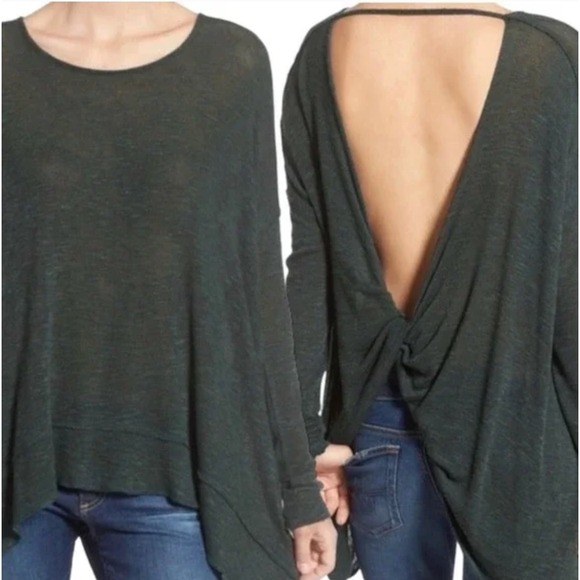 FREE PEOPLE We The Free Green Chasing You Twist Sweater Top Knit Women's S - Picture 6 of 6
